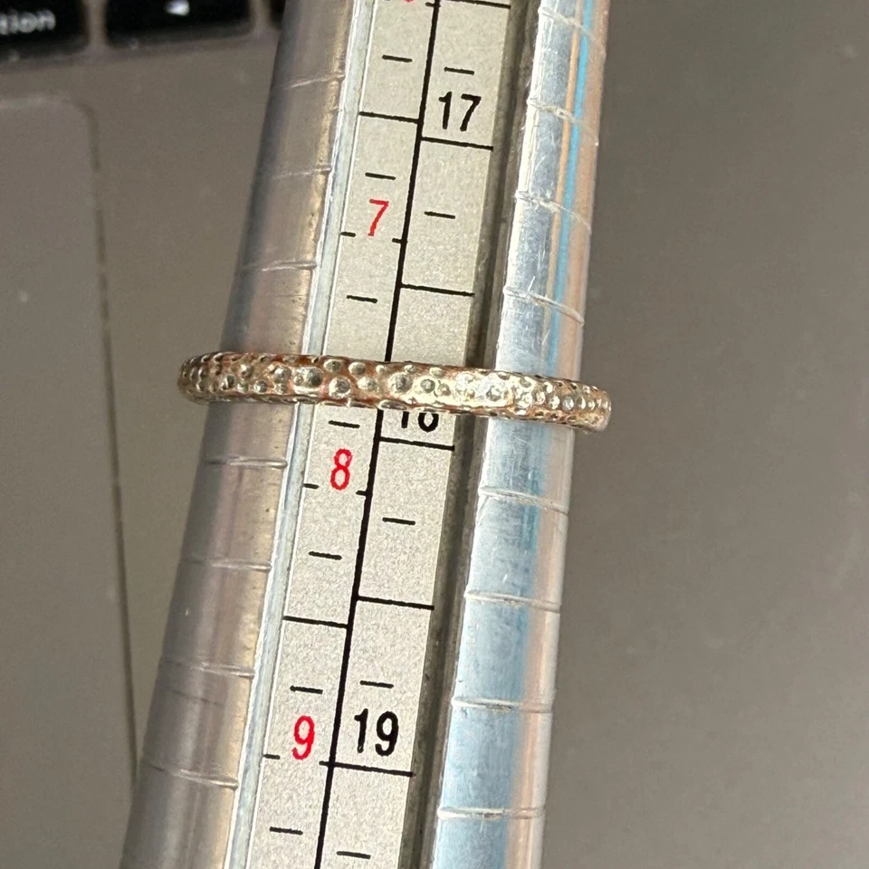 Anillo Chicos Tono Plateado Texturizado Imitación Piedra Azul Talla 8 Foto 4 de 4