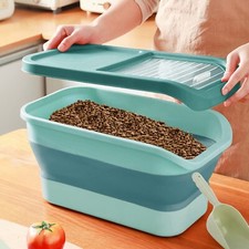 Collapsible Pet Dog Cat Food Container w/Lid 13 LB Storage Container Airtight
