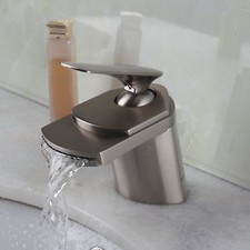Waterfall Wide Spout Bathroom Basin Faucet Vessel Sink Mixer Tap Brushed Nickel