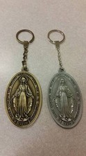 X-LARGE HOLY VIRGIN MARY VIRGEN MARIA METAL KEYCHAIN KEYRING SILVER/GOLD COLOR