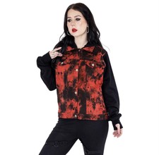 Heartless Black Red Tie Dye Jacket Hooded Gothic Hoodie Top Grunge Punk Emo M