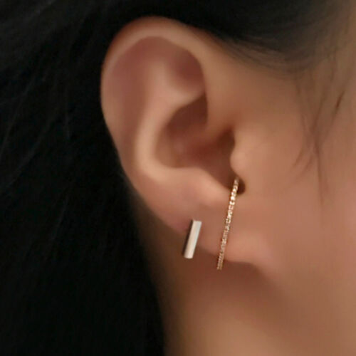 Gem Crystal Ear Cartilage Helix Ring Bar Stud Ear Cuff Climber Piercing Earring - Picture 28 of 268