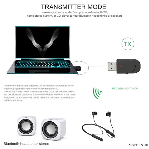 2-in-1-USB-Bluetooth-5.0-Audio-Sender und -Empfänger Computer-TV-Adapter - Bild 10 von 16