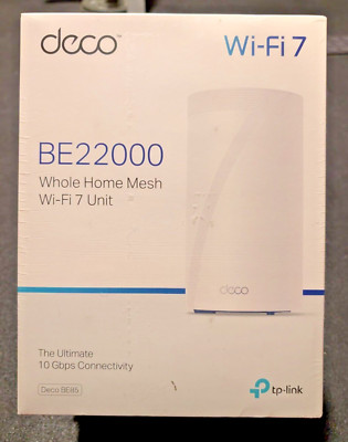 New Sealed TP-Link Deco BE85 BE22000 Tri-Band Mesh Wi-Fi 7 System - White