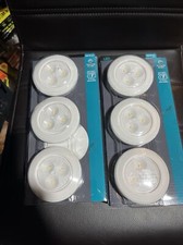 Battery Operated Soft White LED White Puck Lights 6-Pack