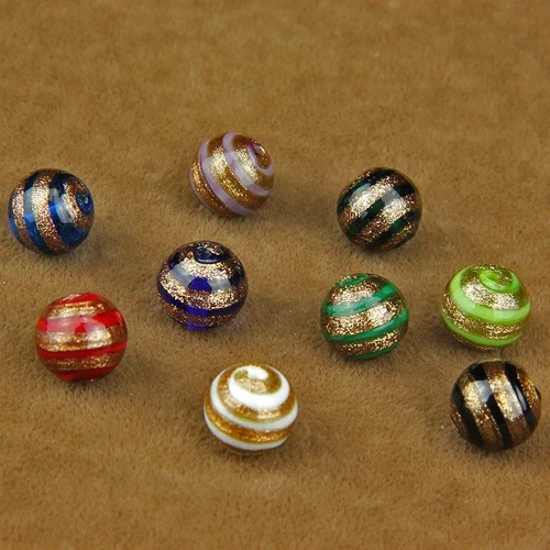 20pcs Gold Striped Round Beads with Hole Ethnic Bracelet for Jewelry Making - Picture 7 of 7