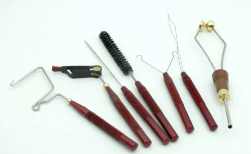 7 Piece Premium Fly Tying Tool Kit w/ Ceramic Tipped Bobbin & Rotary Tool- KT117