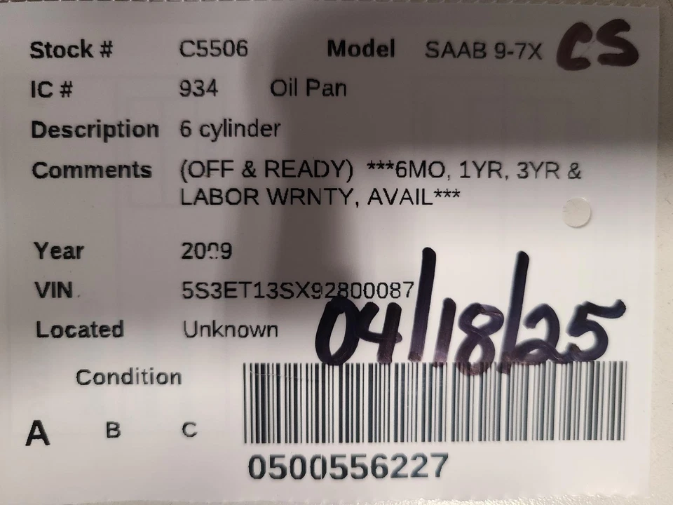 Used Engine Oil Pan fits: 2009 Saab 9-7x 4.2 Grade A - Изображение 3 из 4