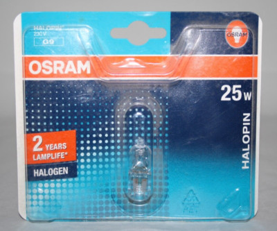 OSRAM G9 Halogen Halopin 66725  25W 230V  260lm UV-Filter 2000h-kein LED!!