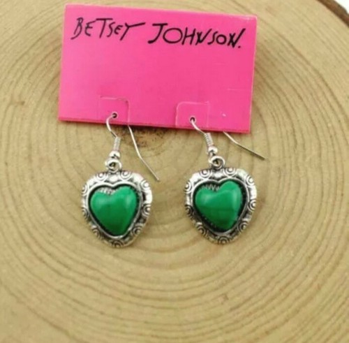 Betsy Johnson Jewelry Pendant Enamel Set Turquoise Heart-shaped necklace earring - Picture 5 of 5