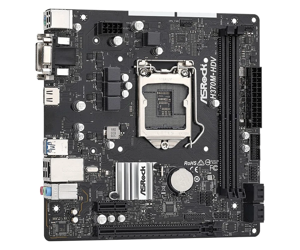 ASRock H370M HDV Motherboard for 9th 8th Gen Intel Core Socket 1151 Black - Image 4 of 4
