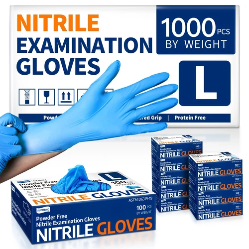 Medical Nitrile Exam Gloves Blue Powder-Free Food-Safe Cleaning Disposable Glove