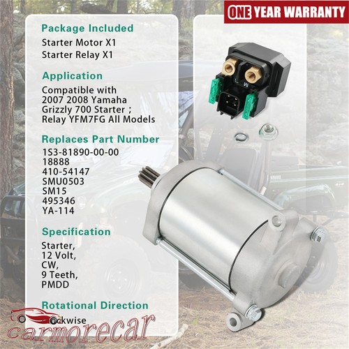 Starter & Relay 5TG-81890-00-00 18761 410-54071 for Yamaha YFZ450 2004-09 12-13 - 第 6/12 張圖片