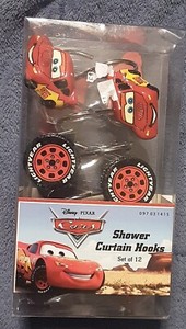 Disney Pixar Cars Shower Curtain Hooks Set of 12 Towmater, Lightening McQueen