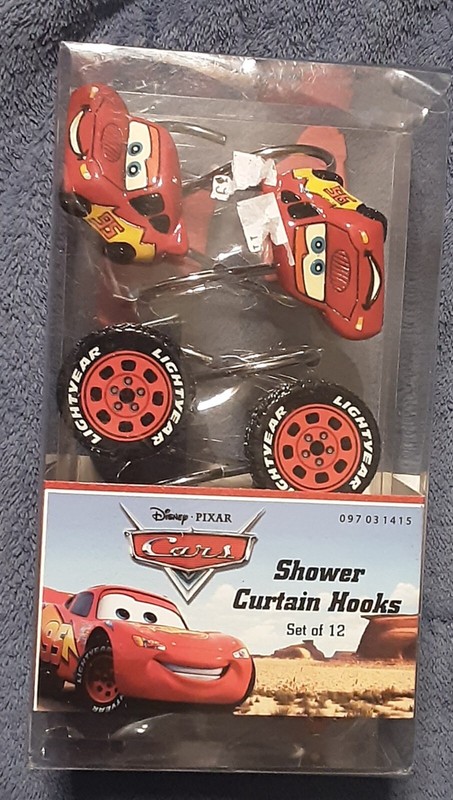Disney Pixar Cars Shower Curtain Hooks Set of 12 Towmater, Lightening McQueen
