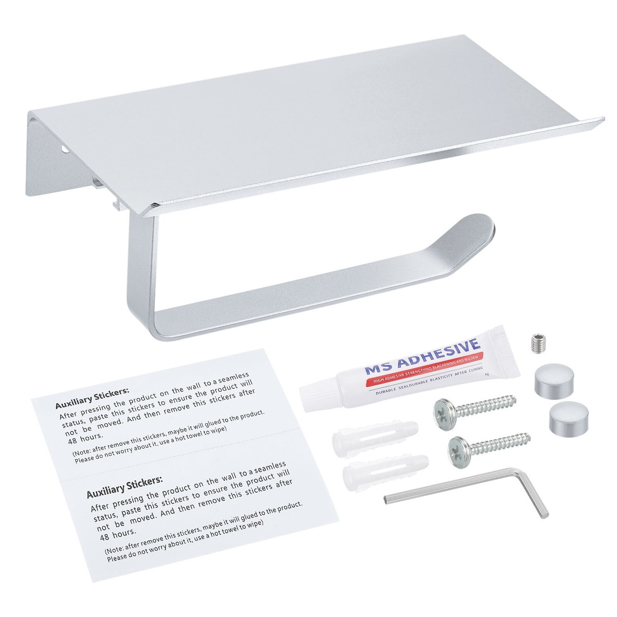Toilet Paper Holder with Shelf, Removable Paper Holder with Phone 