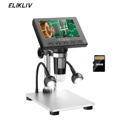 Elikliv Digital Microscope Soldering USB Coin Magnifier 1000X 4.3'' for Computer - Picture 1 of 9