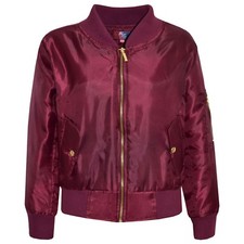 Kids Boys Girls Jacket Wine Bomber Padded Zip Up Biker Jackets MA 1 Coat 3-13 Yr