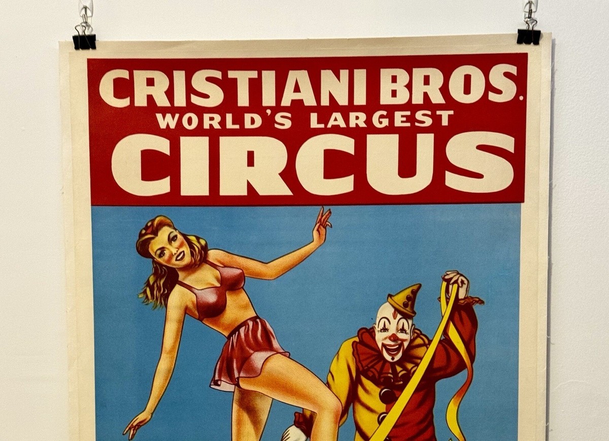 Original 1950's Cristiani Bros Circus Poster - Linen Backed - 29