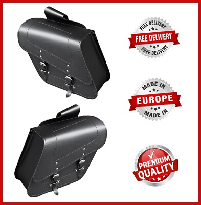 2X Motorrad 100% Rindsleder Satteltaschen Seitengepäck Groß 8L Packtaschen