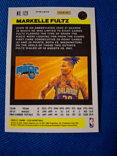 2020 MARKELLE FULTZ PANINI FLUX RED ICE NBA CARD #129 ORLANDO MAGIC 76ERS UW - Bild 2 von 2