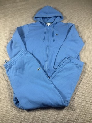 Lacoste Tracksuit Set Men XL Blue Croc logo Classic Fit Full Zip Hoodie Joggers