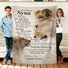 Lion and Cub Flannel Blanket Soft Cozy Tapestry Napping Travel Use