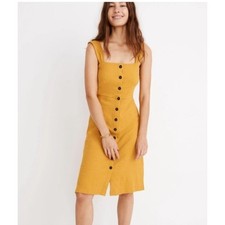 Madewell Texture & Thread Button-Front Tank Dress Plus XXL Yellow Classic Luxe