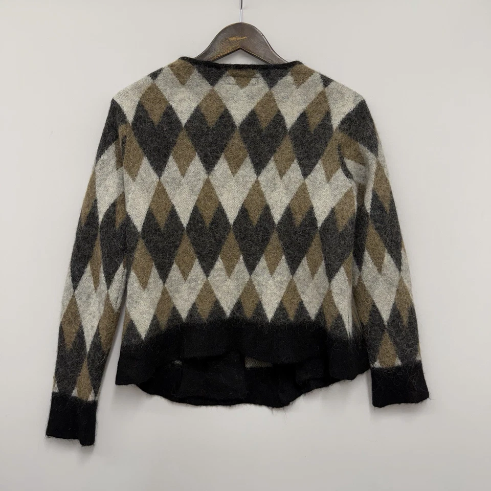 Suéter cárdigan tejido Allsaints XXL negro/marrón/gris lana argyle/alpaca para mujer Foto 4 de 4