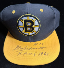 Milt Schmidt Autographed Boston Bruins Baseball Hat W/ HOF 1961 Insc