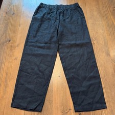 Quince 100% European Linen Wide Leg Pants Breathable Resortwear Black Med EUC