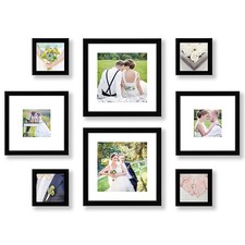 Americanflat Square Picture Frame Set in Black with Shatter Resistant Glass and