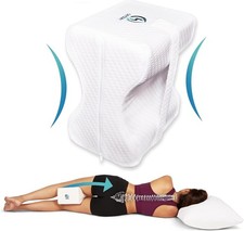 Ergonomic Knee Pillow for Side Sleepers Cooling Leg White