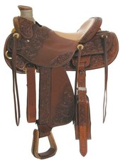 Horse Saddle Leather Ranch Roping Wade Tree A Fork Work Western Equestrian Tack