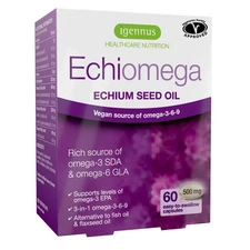 Echiomega Vegan Triple Omega 3 6 9 500 mg Echium Seed Oil EFA Supplement for ...