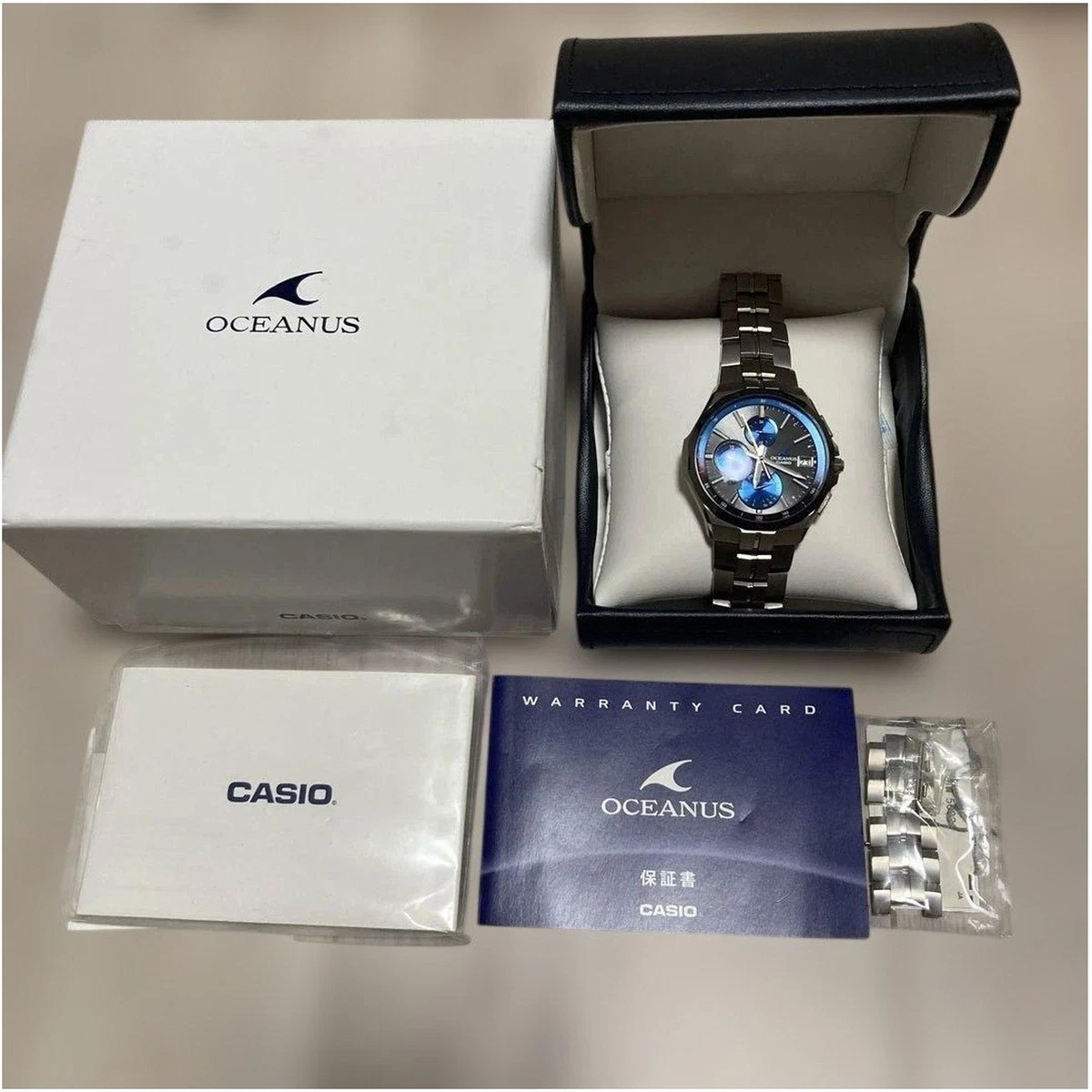 Casio Oceanus Manta OCW-S5000E-1AJF Titanio Bluetooth Solar Reloj Caja Papeles