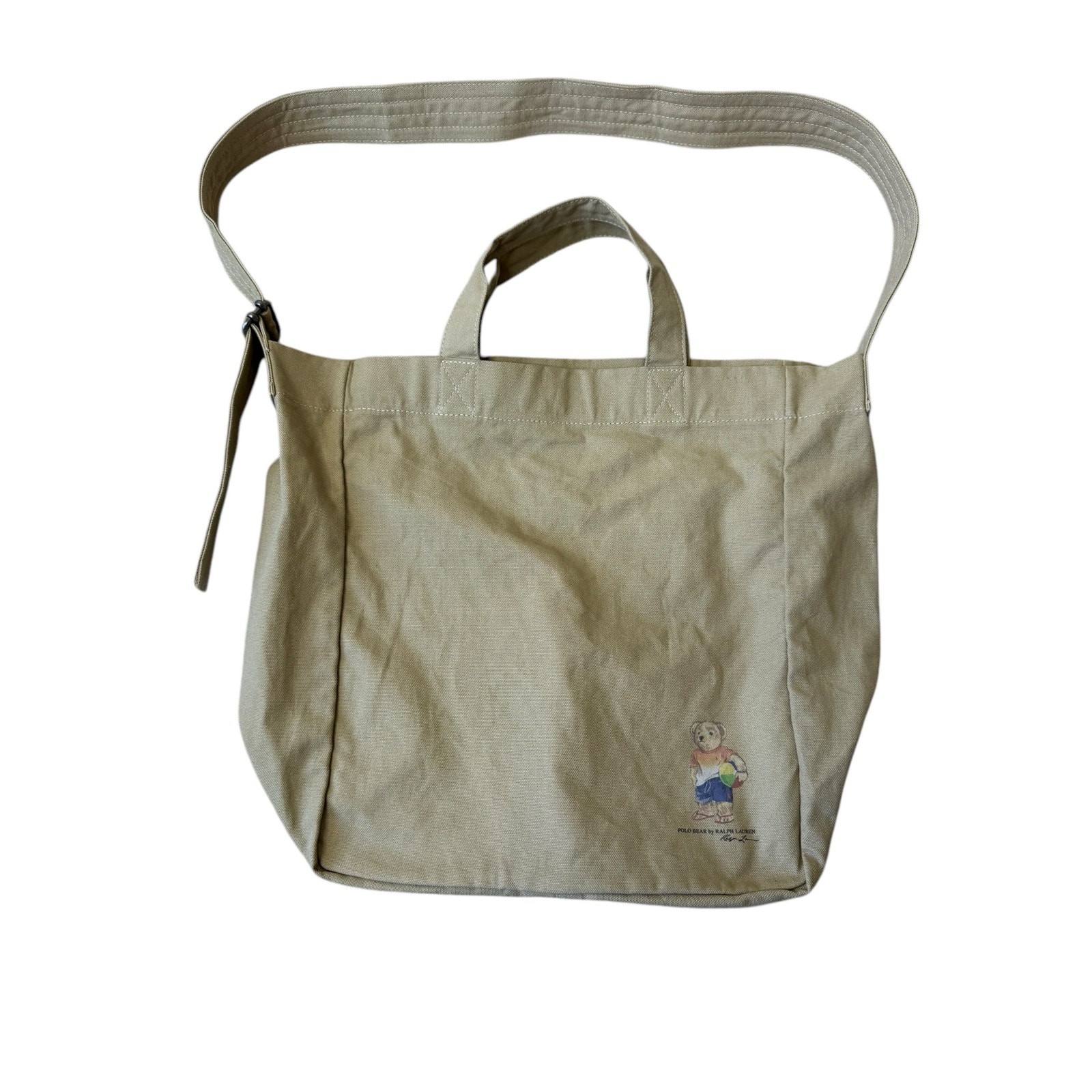 Polo Bear by Ralph Lauren Beach Bear 100% cotton Crossbody Tote Bag Brown