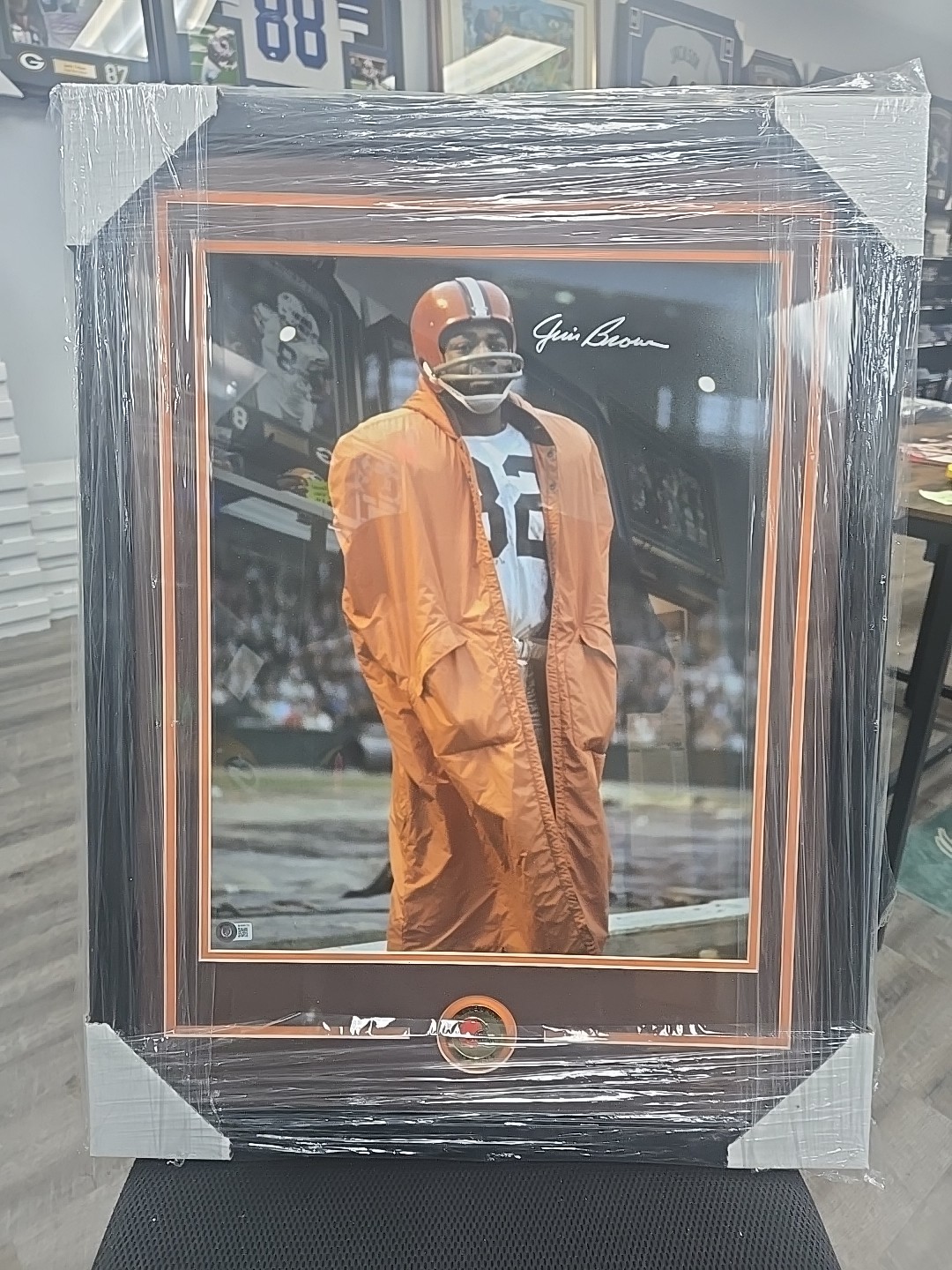 Jim Brown Autographed Signed 29.5 x 22.5 Framed Photograph Beckett Certified Authentic 