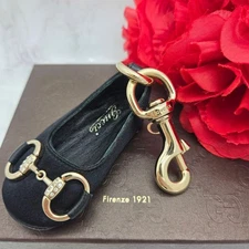 Rare GUCCI Keychain Black Horsebit Pump Shoe Design Vintage Collector Accessory