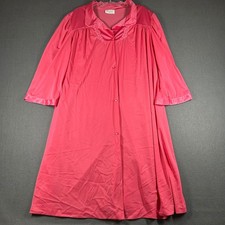 Vtg Vanity Fair Robe Womens XXL Pink Floral Lace Satin Long Lounge Sleepwear