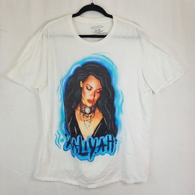 Aaliyah Airbrush Hip Hop Rap Concert White Memorial Licensed T Shirt R&B Rap XL