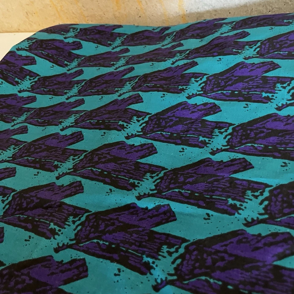 Memphis Style Abstract Print Fabric Turquoise Purple Black Art Deco Vibe 60"x90" - Image 4 of 4