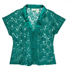 Vintage Victoria s Secret Gold Label Green Lace Pajama Top Size Medium