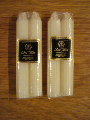 DEL MAR KNORR CANDLE FACTORY 100% BEESWAX 6'' ROUND IVORY CANDLES  6 SETS OF 2