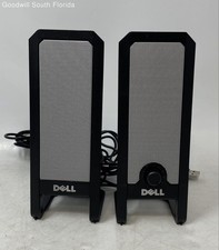 Set Of 2 Pcs Dell A225 Black Silver-Tone Wired Computer Speaker Untested