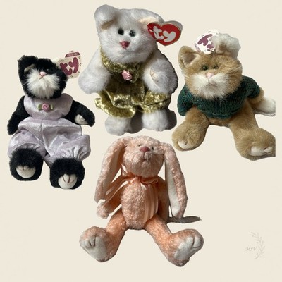 Ty Attic Treasures Plush Lot Cats Bunny Purrcy Pouncer Katrina Vintage