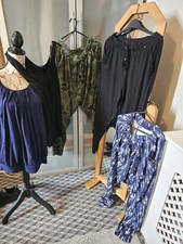 3× Hareem Type Pant Blue& Green& Black. 2× Bubble Hem Sleeveless Tops Blue&Black