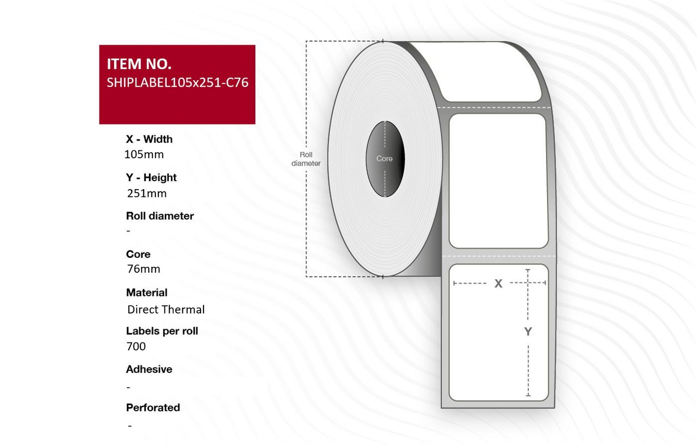 Capture SHIPLABEL105X251-C76 Ship-label 105 x 251mm. Core