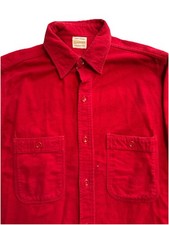 Vintage Penneys Red Flannel Shirt M Sanforized Cotton Workwear 50s 60s