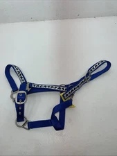 New Tough 1 Blue Nylon Satin Hardware Full Horse Halter #50-2031 3C-13